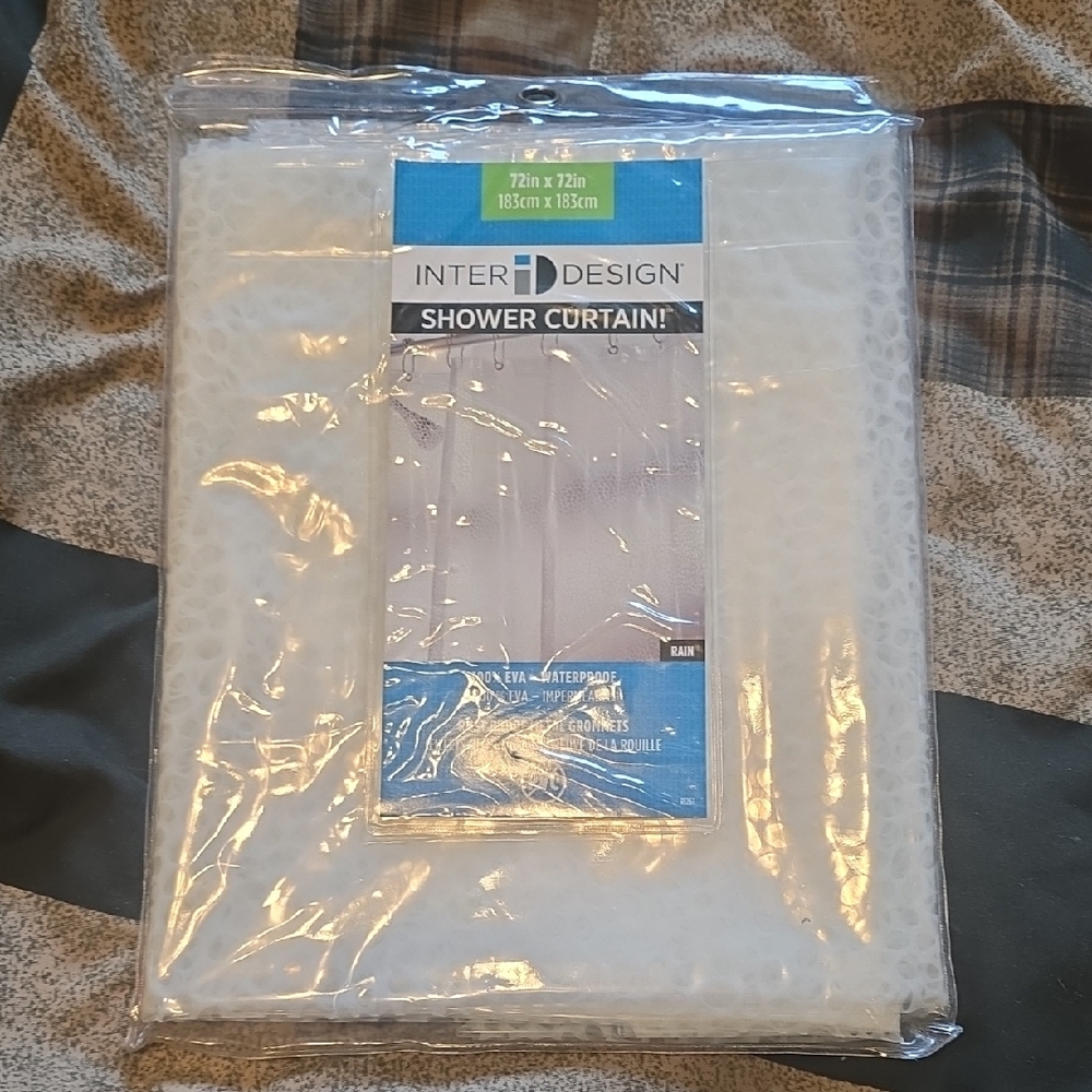 International Concepts White Textured Shower Curtain Brand New Never Open